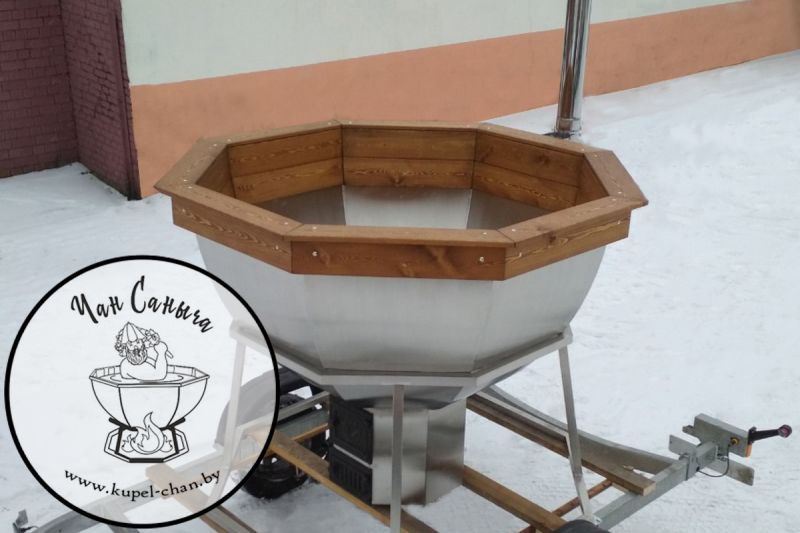 дежа 140л нержавейка. чан на колесах. чан на колесах. купель с подогревом на колесах. ) пм-фтч-200.